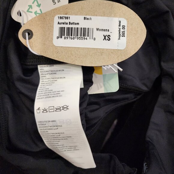 prAna Aurelia Black High-Waisted Rouched Swim Bikini Bottoms Womens XS NWT - Picture 3 of 3